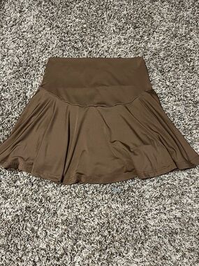 Women's Brown Circle Skirt with Wide Waistband-Maternity
